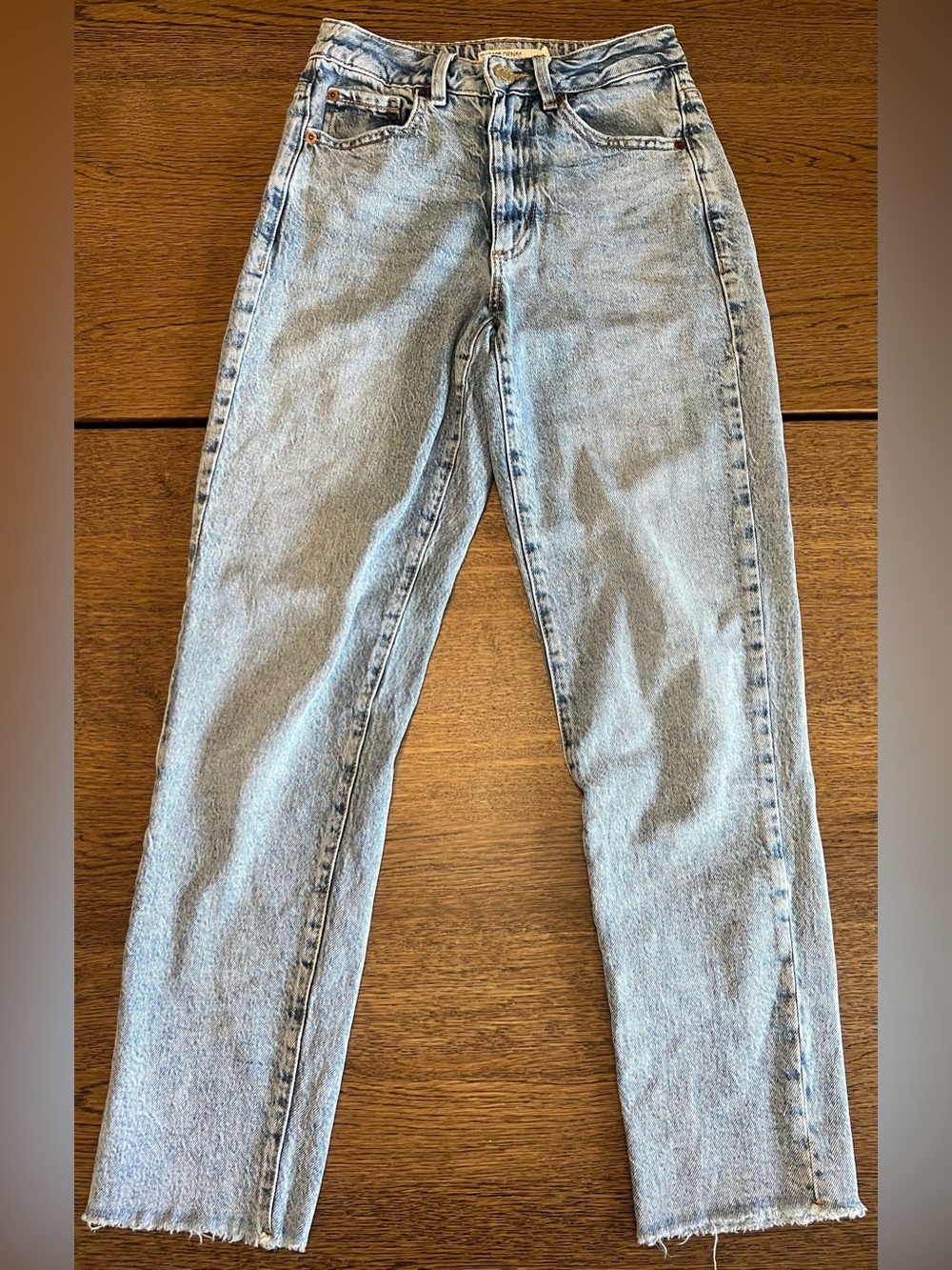 Garage Denim Mom Jeans Womens Size 00 23 Light Wash Raw Hem High Rise